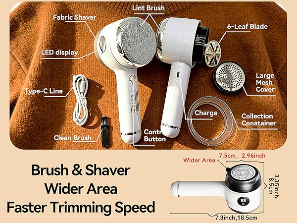 Wider Brush&amp;amp;Shaver Area Faster Trimming Speed