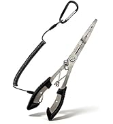 Bneajix Professional 8.4 Inch Fishing Pliers with Safety Lock, Multi-Function Long Nose Hook Remo...
