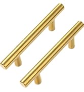 Estmoon 30 Pack Brushed Brass Cabinet Handles Gold 3 Inch Hole Center Cabinet Pulls Stainless Ste...