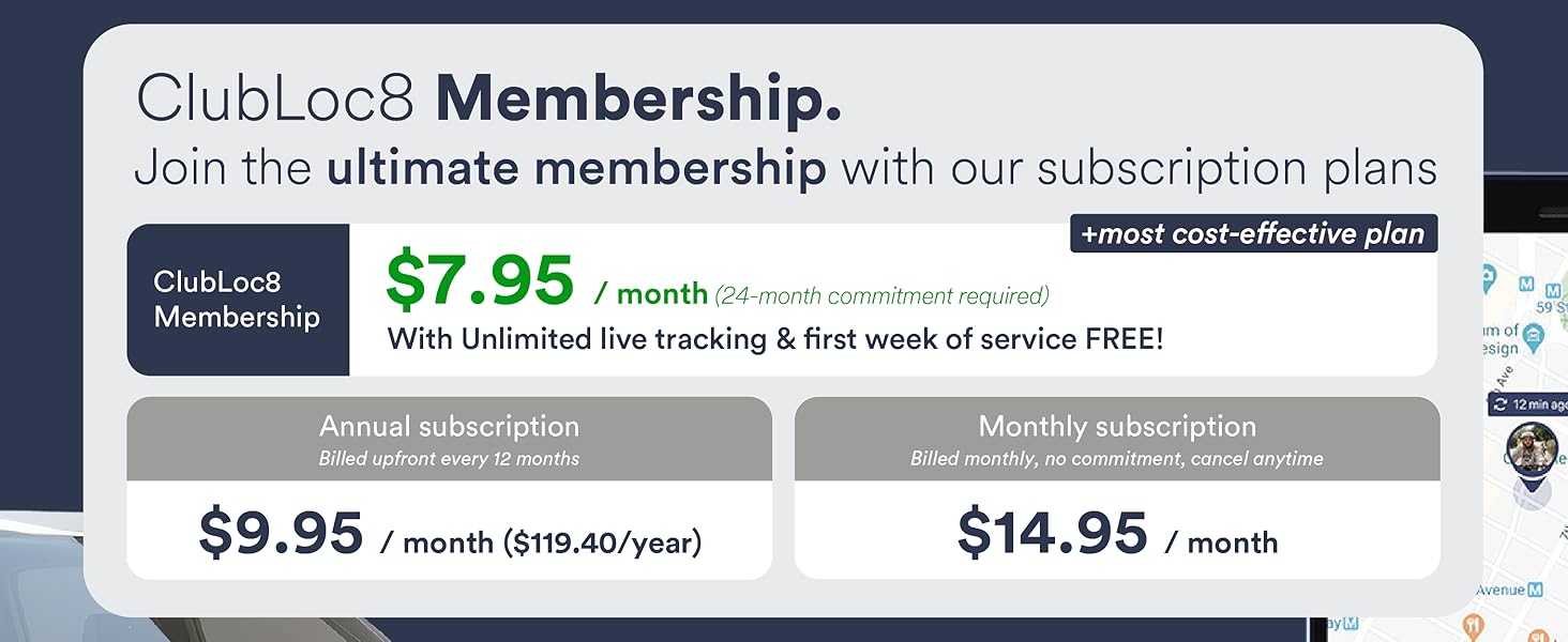 myloc8 clubloc8 subscription membership plan with unlimited live gps tracking