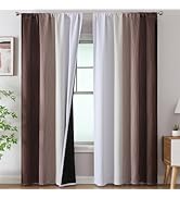 Estelar Textiler Brown and Greyish White Ombre Blackout Curtains for Living Room, Thermal Insulat...