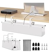 Under Desk Cable Management Tray - 28" Cord Organizer for Desk No Drill, Fabric Under Table Wire ...