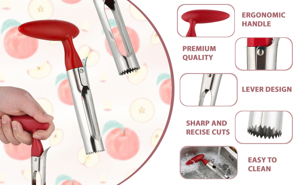 Apple Core Remover with Sharp Serrated Blades