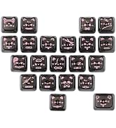 TYRIXKI 21 Keys Crystal Jelly Transparent Keycaps, PC Material Black Cat Cute Heart Shaped Person...