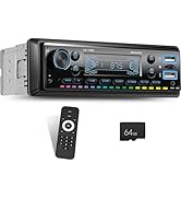 Single Din Car Stereo Bluetooth 5.0 Audio Radio with 64G Card FM Receiver Digital Music Radio MP3...