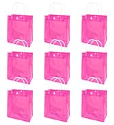 MAQIHAN Clear Gift Bags with Handles - 9 PCS Valentine's Day Transparent Mini Tote Bags Pink 5.9x...
