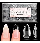Makartt Medium Almond Nail Tips: 510pcs Pre-Etched Full Cover Half Matte Press on Nails 15 Sizes ...
