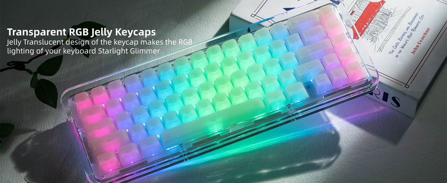 Keyboard Keycaps Jelly Ceramic Keycaps Style, Clear Creamy Matcha Green Key Cap Transparent Custom
