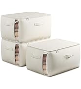 TomVista Large Canvas Clothes Storage Bags with Thick Handles and Clear Window, Foldable Cotton L...