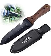 PERWIN Hori Hori Garden Knife, Garden Tools with Sheath for Weeding,Planting,Digging, 7" Stainles...