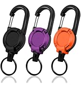 Retractable Keychain 3 Pack, Heavy Duty ID Badge Holder Reel, Multitool Carabine Key Holder for K...
