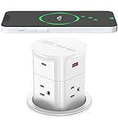 ANNQUAN Automatic Pop Up Countertop Outlet with 15W Wireless Charger | 4 AC | 2 USB A and 2 USB C...