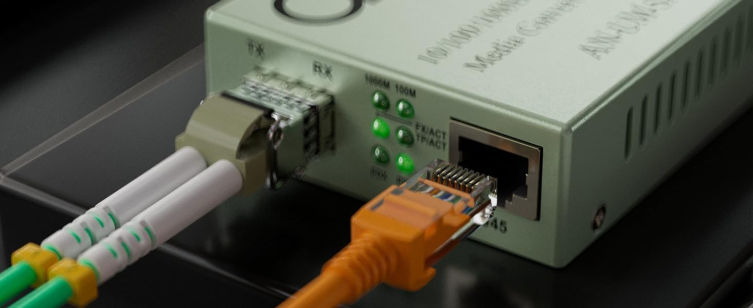 connect copper rj-45 ethernet port to media converter