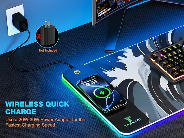TARKARI Magnetic Wireless Charging RGB Mouse Pad