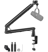 BOSEEN Low Profile Mic Arm Stand,Adjustable Desk Clamp Mic Boom Arm with 360°Swivel and Detachabl...