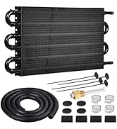 EVIL ENERGY 5/16" Transmission Oil Cooler, 6 Pass Tube and Fin Cooler Kit Universal Aluminium Black…
