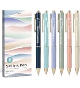 Taja Gel Pens, 6 Pcs Quick Dry Black Gel Ink Pens, 0.5mm Fine Point Smooth Writing Pens for Journ...