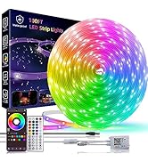 100ft Outdoor Led Strip Lights Waterproof IP68, RGB Led Rope Lights Outdoor Waterproof Music Sync...