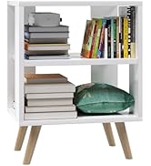 Aenuert Night Stand, White Kids Nightstand, Modern End Table with Open Storage, 2-Tier Nursery Be...
