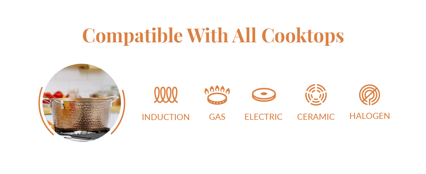 Hammered Non Stick Frying Pans Nonstick Frying Pan with Lid, Nonstick Pan Ceramic Pan Copper