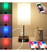 cozoo Bluetooth/WiFi RGB & USB Bedside Table Lamp with 3 USB Charging Ports and 2 Outlets Power S...