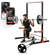 SQUATZ Adjustable Squat Rack Stand - Barbell Rack With Safe Locking System, Landmine Attachment C...