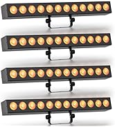 DazzlingStage Battery Powered Stage Light Bar,120W 12 LED RGBWA+UV Rechargeable Wash Lights Bar w...