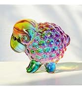 H&amp;D HYALINE &amp; DORA Handcrafted Colorful Crystal Sheep Figurines Art Glass Lamb Statue Collectible...