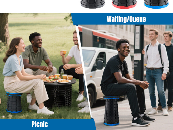 Collapsible Retractable Stool for Fishing, Camp Chair for Hiking, BBQ, Parties, Outdoor Activities
