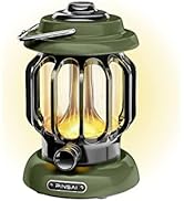 PINSAI LED Camping Lantern,Rechargeable Retro Metal Camp Light,Battery Powered Hanging Vintage La...