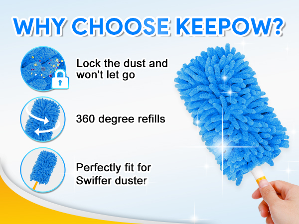 KEEPOW Reusable Duster Refill Compatible with Swiffer Duster Refill