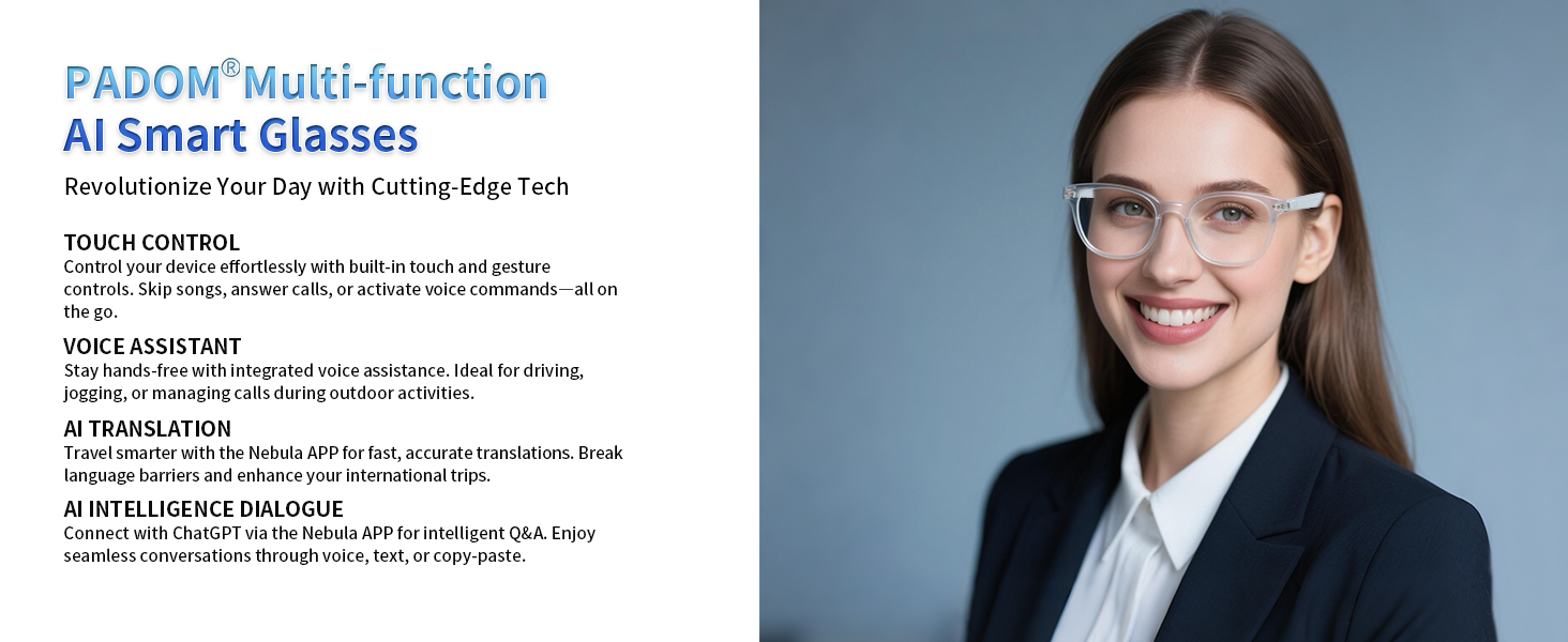 AI smart glasses for women &amp;amp; men, multi-function tranlator glasses