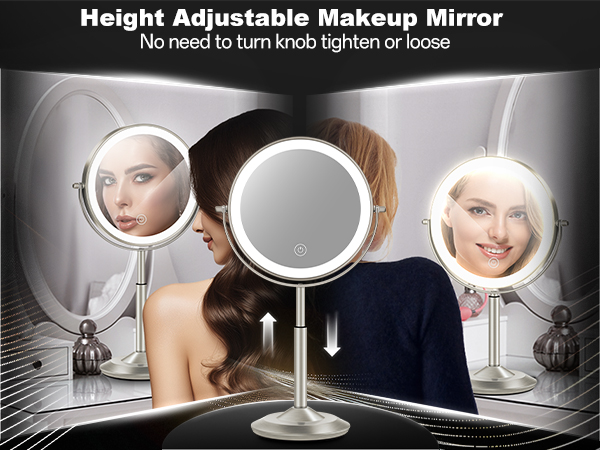 Height Adjustable tabletop mirror