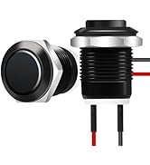Tmyjfjingxi 2PCS 12mm Momentary Push Button Switch 12V with Pre-Wiring IP65 Waterproof Push Butto...