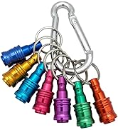 Saipe 7pcs Portable Keychain Drill Screwdriver Bit Holder Aluminum Alloy Key Ring Quick Release S...