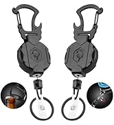 2 Pack Retractable Keychain Heavy Duty Carabiner Badge Holder with Magnetic Closure, Tactical ID ...