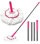 NEWE Self Wringing Twist Mop for Floor Cleaning, Upgraded 18-inch Wide Microfiber Mops, 55 inches...
