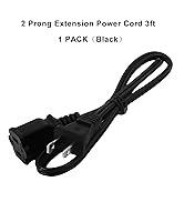 3FT 2 Prong Power Extension Cord, 2-Prong Male-Female Power Cable for NEMA 1-15P to NEMA 1-15R Ca...