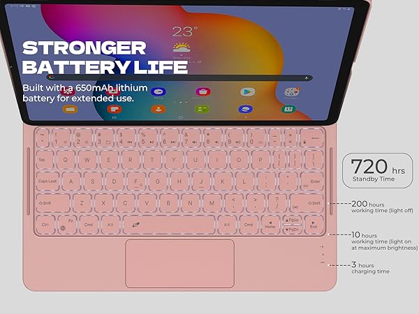 Laptop-like Typing Multi-touch Trackpad Backlit Stylus Holder for 11" Galaxy Tab A9+ Plus (2023)