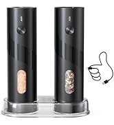 CIRCLE JOY Rechargeable Electric Salt and Pepper Grinder Set with Base, Automatic Pepper Mill Gri...