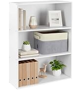 BALEINE Book Shelf, 3-Tier Bookshelf, Easy Assembly, Storage Shelves Bookcase for Living Room, Be...