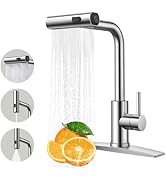 FORIOUS Kitchen Faucet with Pull Down Sprayer, Brushed Nickel Kitchen Faucets Stainless Steel, Wa...