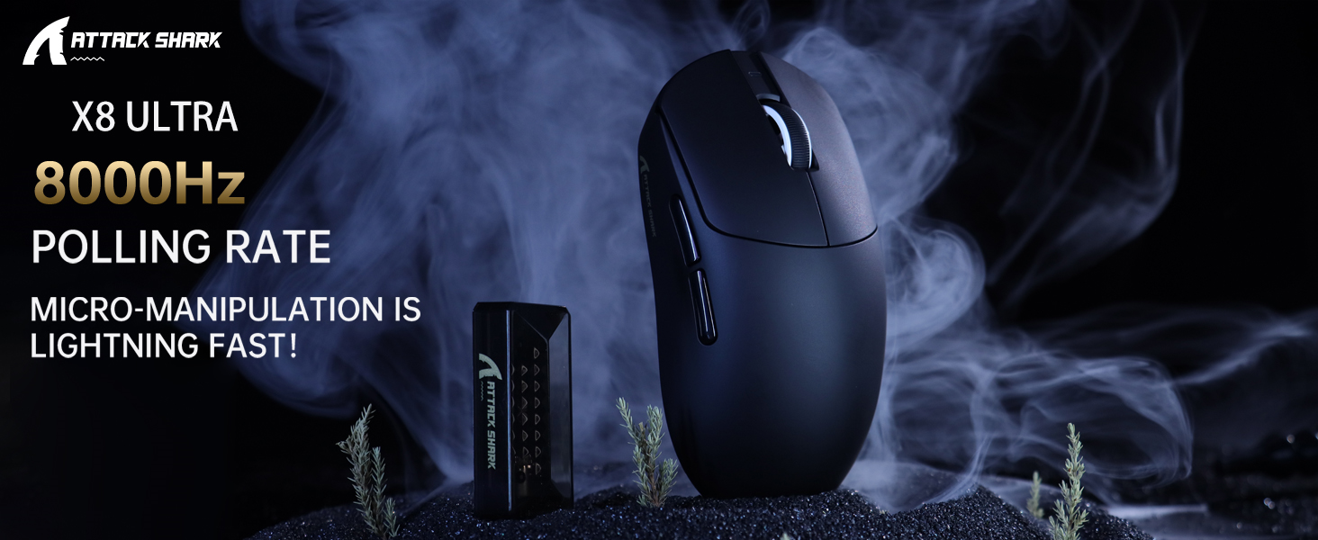 ATTACK SHARK X8Ultra Wireless Gaming Mouse,PAW3950MAX Sensor,8Khz Polling Rate