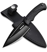 Mossy Oak Hunting Knife with Leather Sheath, Full-tang Fixed Blade Knife, Outdoor Knives for Surv...