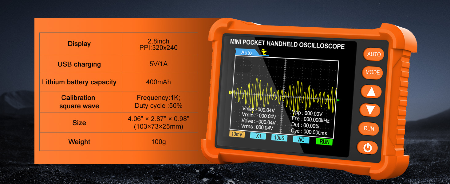 BTMETER mini oscilloscope auto/single trigger scope 250 kHz Bandwidth waveform tool Lab scope gifts