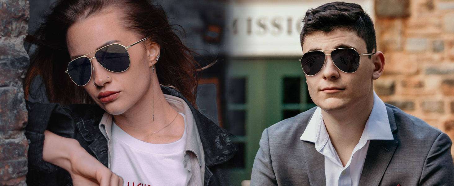 Joopin Gold Black Sunglasses for Women Men with Spring Hinge