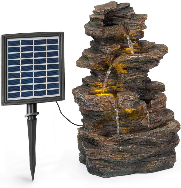 Messina Solar Powered Water Fountain for Garden, Indoor and Outdoor Fountains, Waterfall for Outside, Solar Panel: 9V/2.8W, 7 X 5.5 Inches