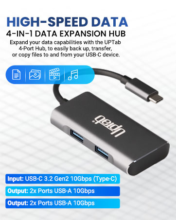 USB-C 4-Port USB Hub, 10Gbps USB 3.2, High-Speed Data Transfer, USB-C to USB-A Hub, Portable Adapter