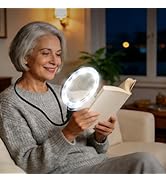 HUIBOER 15X Hands Free Magnifying Glass with Light, Rechargeable 1200mAh, 12 LED Lights, 6 Light ...