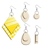 HAPY SHOP 300 Pieces Unfinished Wooden Earrings Teardrop/Circle/Leaf/Diamond/Rectangle Shapes Woo...